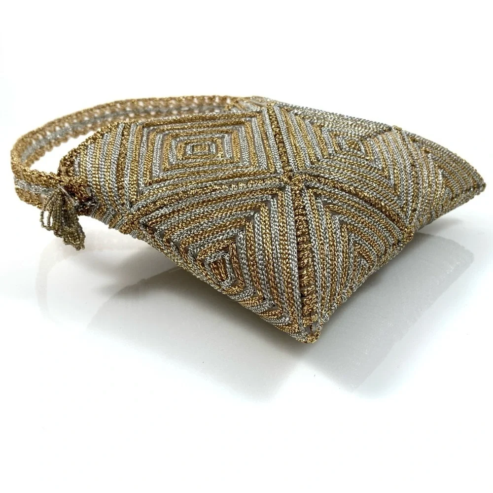 1950’s Japanese silver + gold crochet purse MAGID - Picture 6 of 8